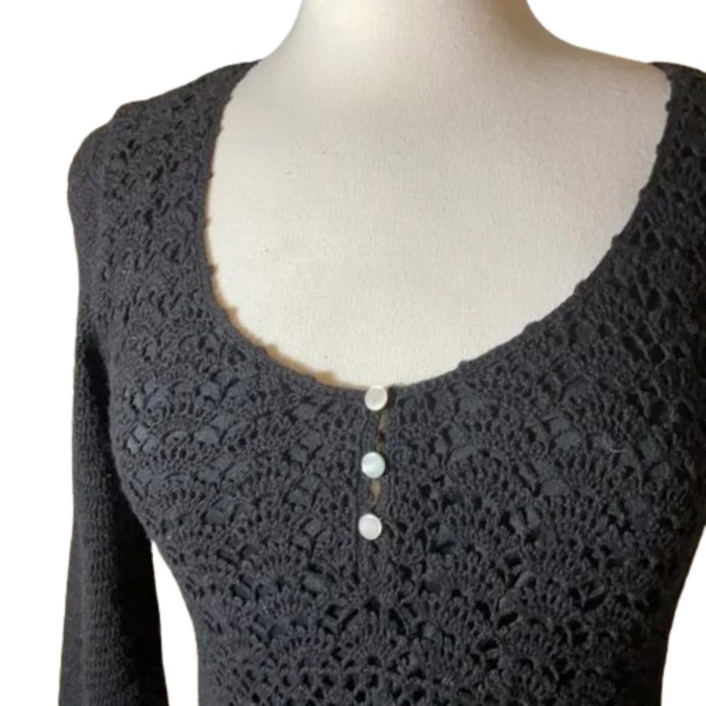 Lilly Pulitzer Black Crochet Detail Top - Picture 2 of 4